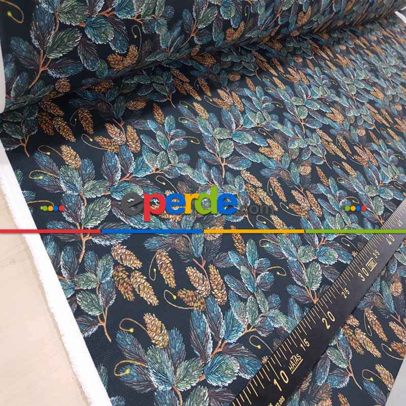 Mutfak Perdesi Kanat Fon Perde Desenli- Siyah