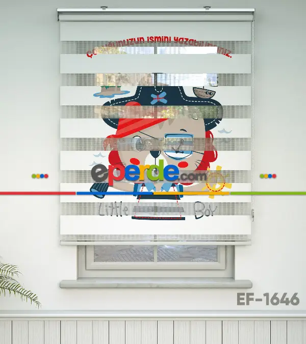 Aslan Desenli Özel Baskılı Zebra Perde- Çok Renkli