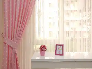Yıldız Desenli Fon Perde ( Leke Tutmaz )- Pembe Açık