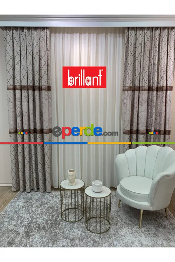 Yatak Odası - Brillant Fon Perde Yeni Moda Tasarım Renk Kanat Yan Perdeler Salon Misafir Odası Perde