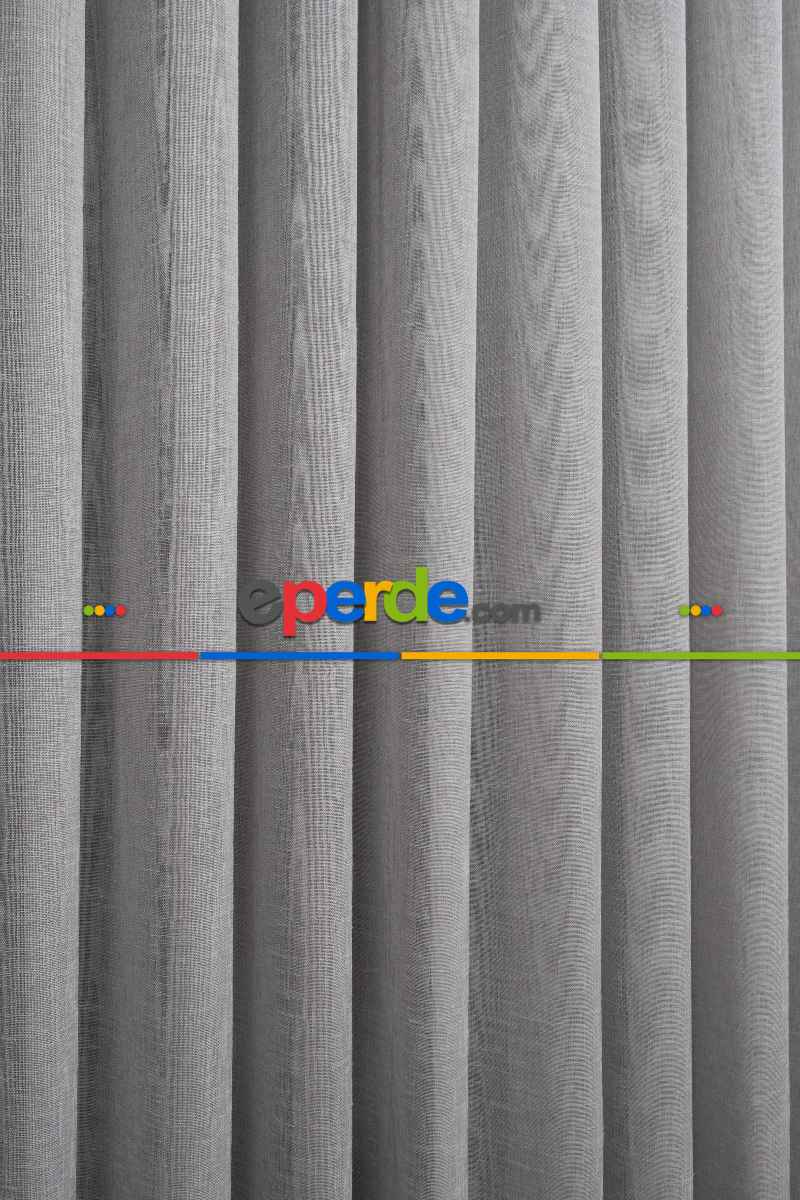 Natural Keten Tül Perde Gri - Kurşunlu Tül