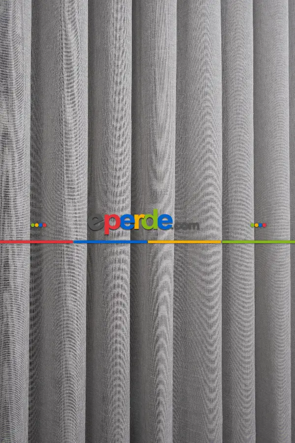 Natural Keten Tül Perde Gri