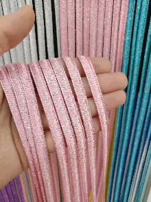 Mutfak İp Perde - Pembe Rengi İp Perde İpek Koza Serisi- Pembe-gümüş