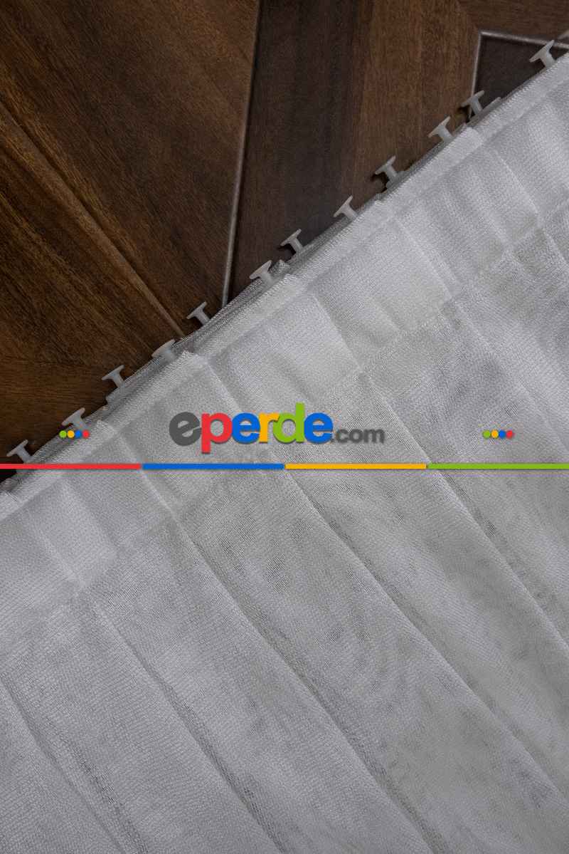 Salon Tül - Ekru Monaliza Dökümlü Tülden Yalancı Kruvaze - Tülden Fon - Yana Toplamalı Tül - Kordon Toplama Tül - Çift Veya Tek Kanat - Kurşunlu Tül - Kordon Renkleri Mevcut