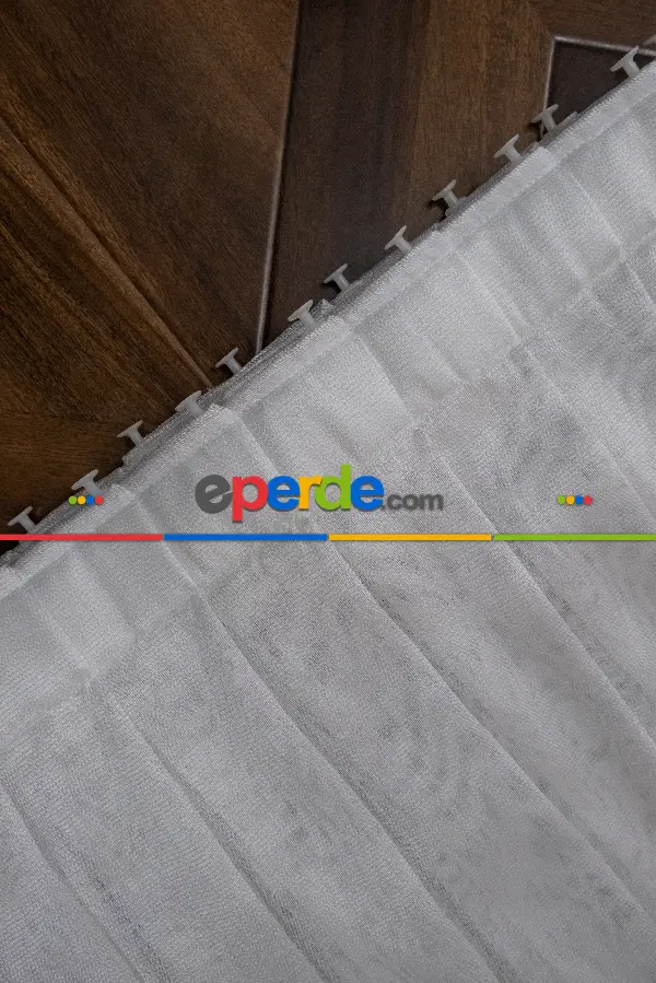 Ekru Monaliza Dökümlü Tülden Yalancı Kruvaze - Tülden Fon - Yana Toplamalı Tül - Kordon Toplama Tül - Çift Veya Tek Kanat - Kurşunlu Tül - Kordon Renkleri Mevcut