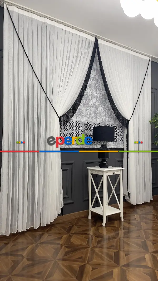 Salon Premium Kalite Lazerkesim Desenli Stor Perde-2023