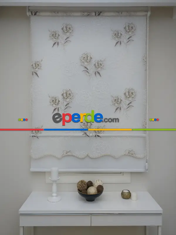 Çiftli Sistem Yakma Zemin Kahverengi Gül Desen- Kahverengi-kahve Açık-altın Simli- Çok Renkli 3