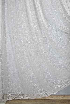 Puantiyeli Örme Tül Perde- Ekru