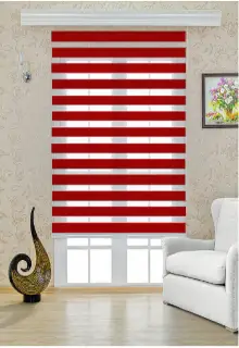 Taş Perde Bayrak Kırmızı Zebra Perde