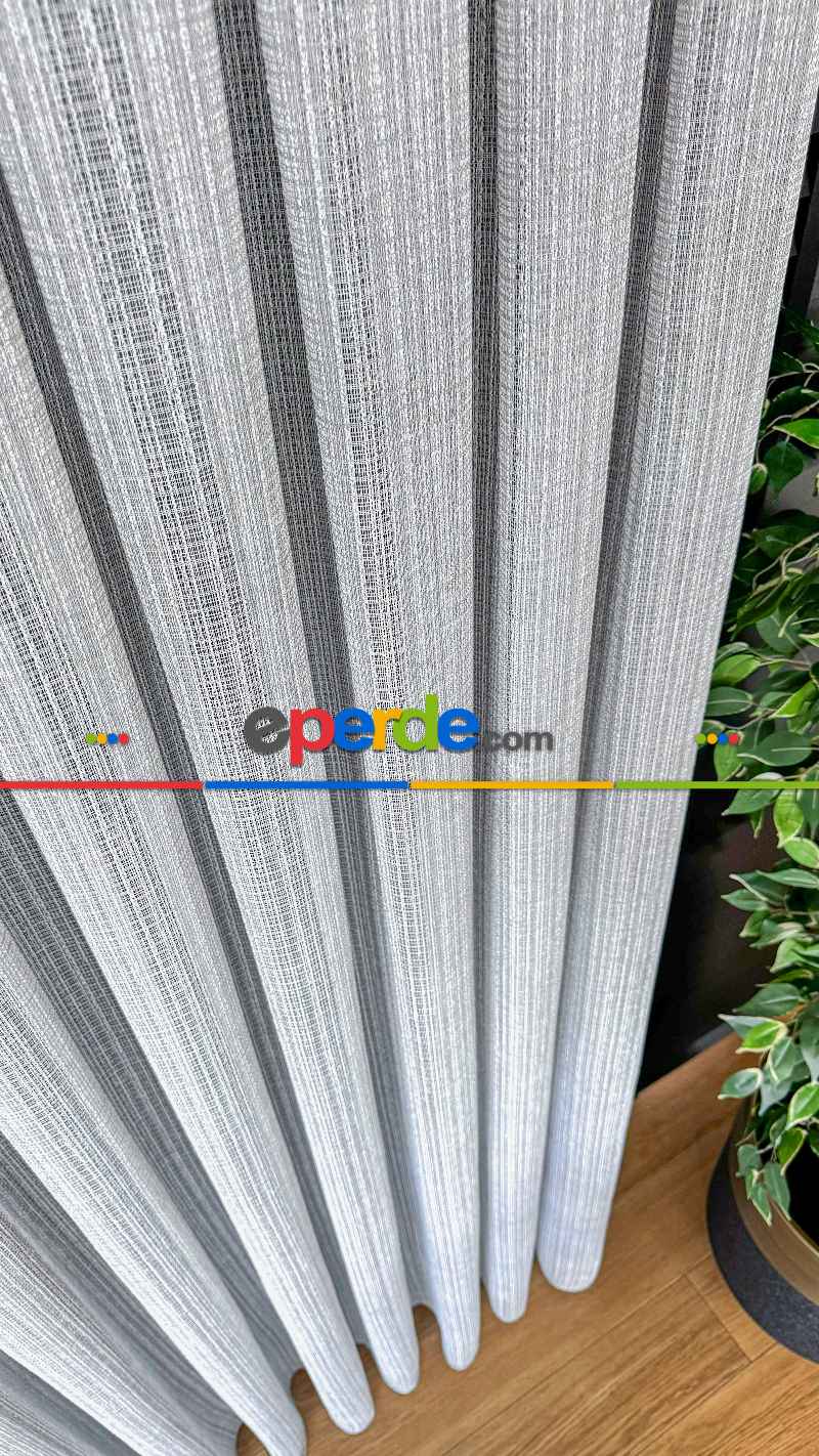 Açık Gri Özel Dokuma, Özel İplik Keten Düz Tül Perde - Ağır Gramajlı Premium