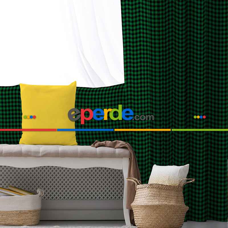 Salon Fon Perde Evim1619-3 Kumaşı Kalındır Duck Bezi Değildir- Mavi-beyaz