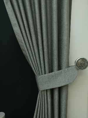 Salon Perdesi - Natural Grimsi Desenli Jakar Fon Perde (geniş En:280 Kumaş)- Gri Açık