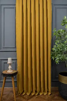 Koyu Sarı Düz Fon Perde En Dökümlü Fon Perde