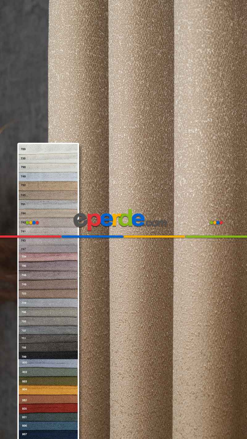 Bej Premium Jakar Dokuma Fon Perde, 33 Farklı Renk Parlak Zemin