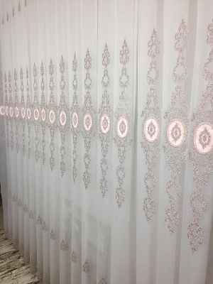 Arma Nakışlı Kadife Pudra İpek Zemin- Pudra