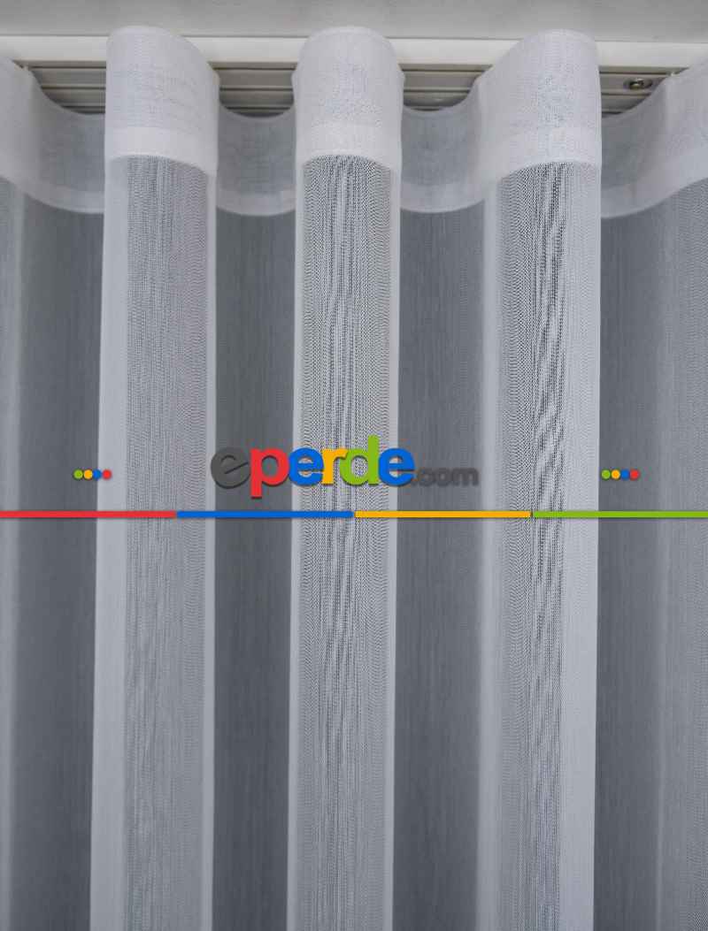 Çizgili Ekru Renkli 1.sınıf Kalite S Pile Bambu Tül Perde