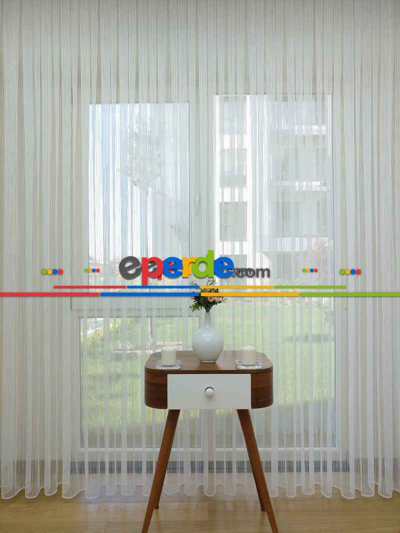 Yatak Odası - Ekru Zincir Desenli Düz Tül Perde !!!özel İndirimli Fiyat