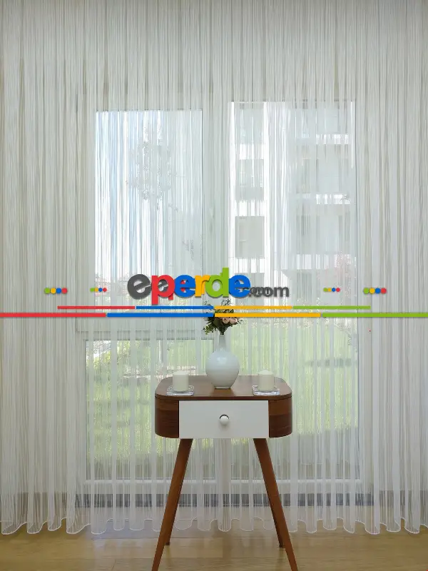 Mutfak Tül Ekru Zincir Desenli Düz Tül Perde !!!özel İndirimli Fiyat