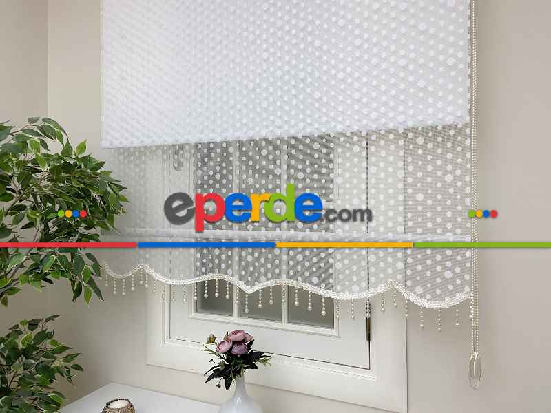 Brillannt - Çiftli Sistem Tül Stor Perde - Ekru - Açık Krem - Beyaz - Puantaj