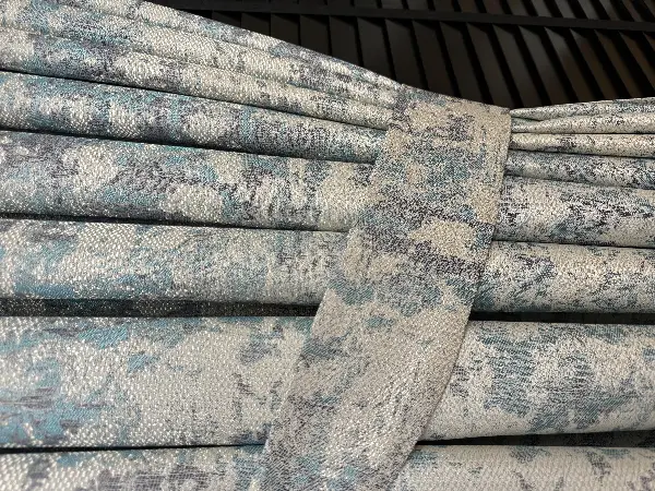 Petrol Turkuaz Yeşili Desenli Jakar Fon Perde (285 En)- Gri-füme-antrasit-petrol Mavisi