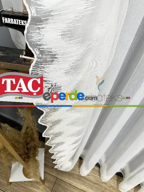 Taç Etek Zigzag Uçlu Ütü İstemez Alt İşlemeli Model Tül Perde