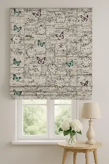 Genç Odası Kelebek Desen Retro Ütü İstemez Vintage Katlamalı Modern Mutfak Çocuk Odası Perdesi