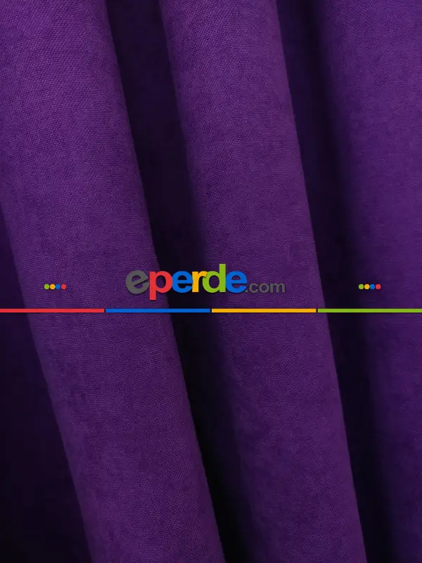 Salon Fon - Mor Düz Fon Perde - Mor