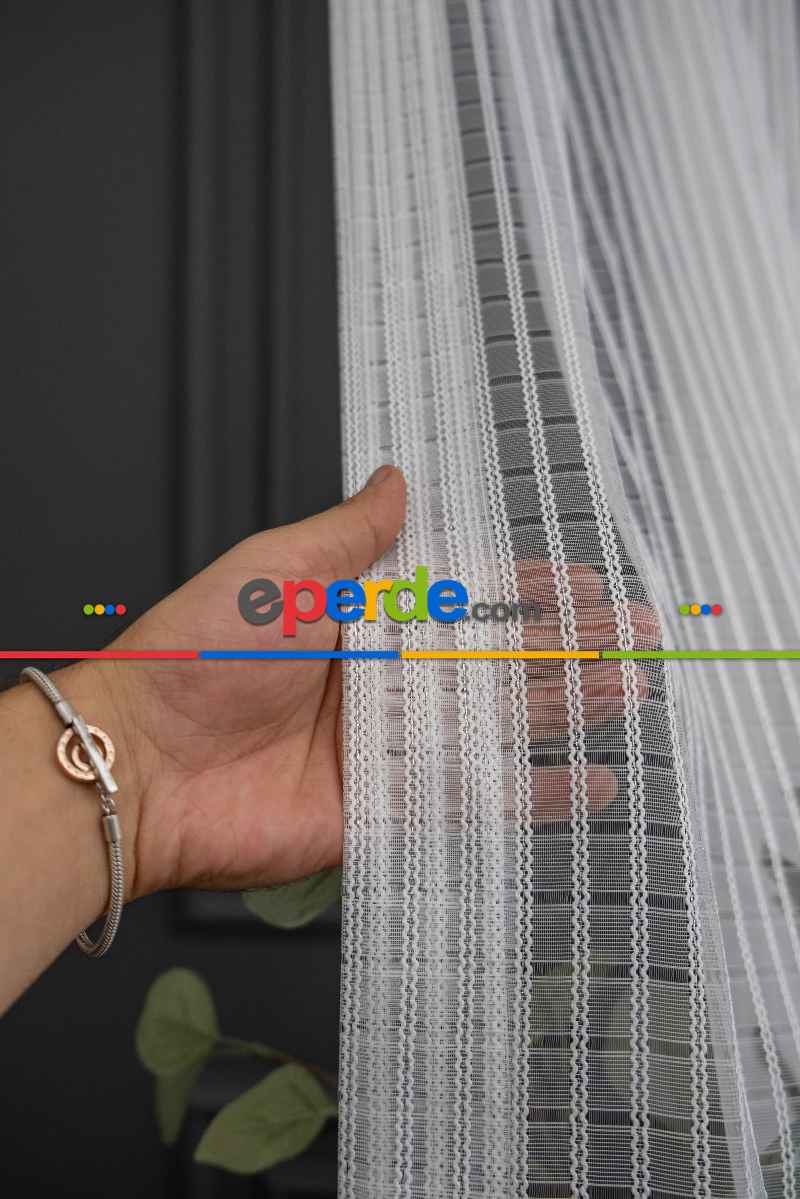 Mini Kare Silver Gümüş Tasarım Sırma Çizgili Tül