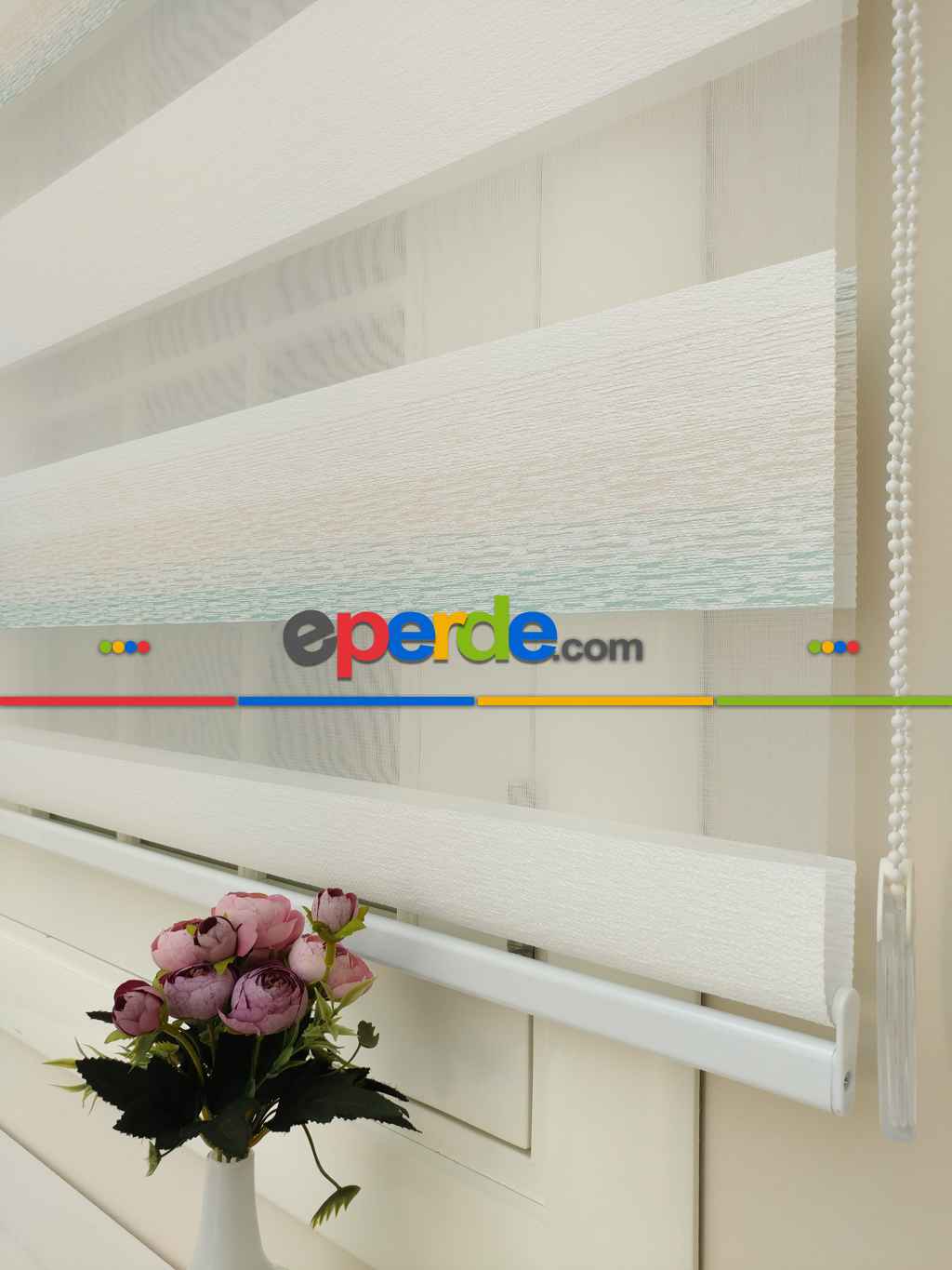 Renk Geçişli Degrade Detaylı Zebra Perde 2021 Elit- Yavru Ağzı-mint-ekru