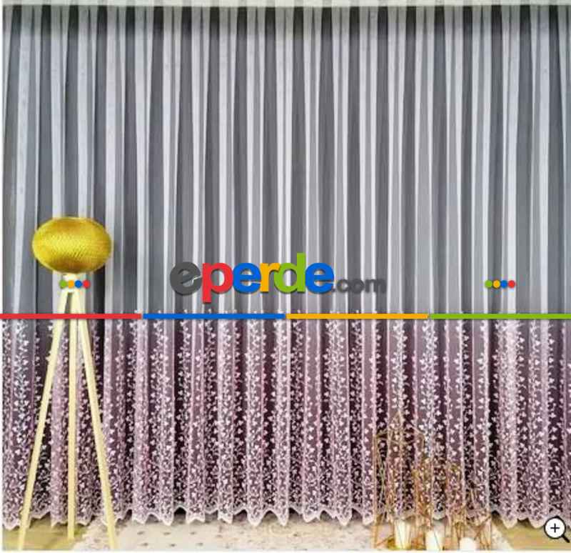 Mutfak Minik Papatya Desenli Degrade İşlemeli Pembe Tül