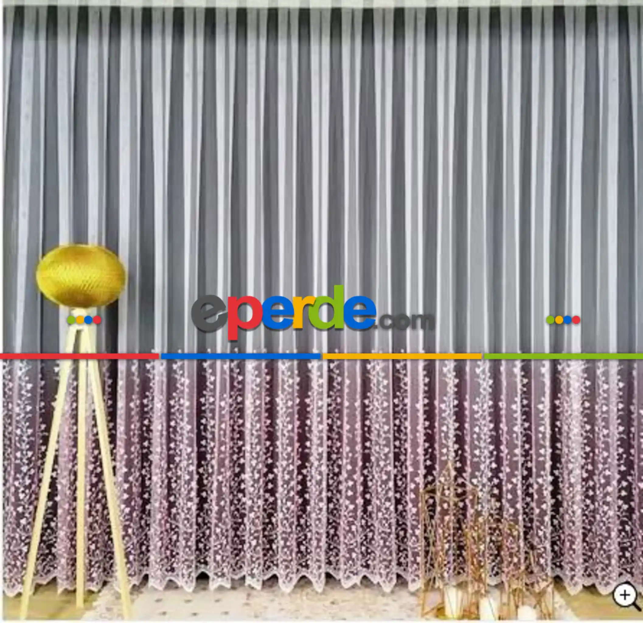 Salon Tül - Degrade İşlemeli Pembe Tül