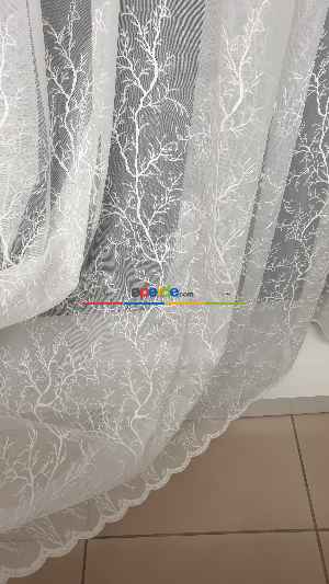 Selvi Ağaç Desenli İşlemeli Kırışmaz Ütü İstemez Tasarım Tül Perde