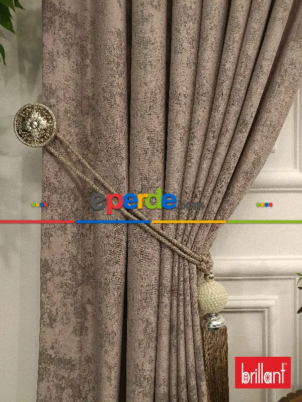 Brillant Jakar Fon Açık Vizon Renk Düz Fon Perde - Vizon Rengi