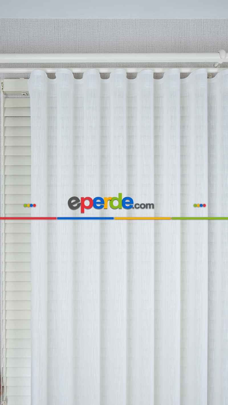 Ekru Bambu Keten Tül Perde, Daha Gramajlı, Ütü İstemez, Premium Seri, Kurşunlu Etek