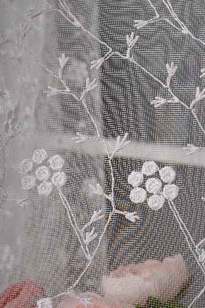 Bahar Dalı Brode Işlemeli Tül Perde - Çiçek Desenli