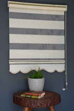 Oturma Odası - Halim Perdesan Gp-02 Ekru Renk Etekli Veya Eteksiz Geniş Pliseli Zebra Stor Perde