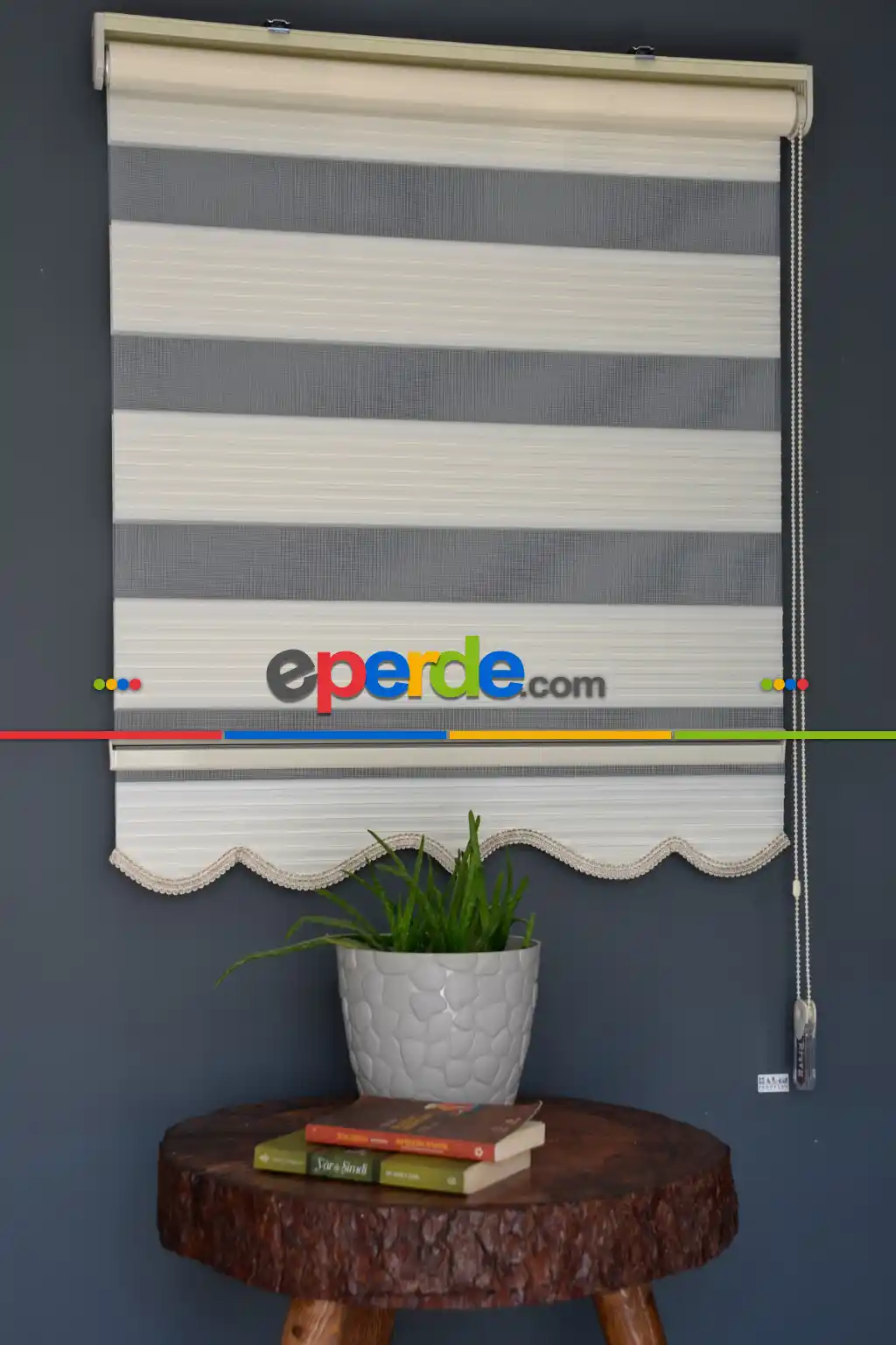 Halim Perdesan Gp-02 Ekru Renk Etekli Veya Eteksiz Geniş Pliseli Zebra Stor Perde