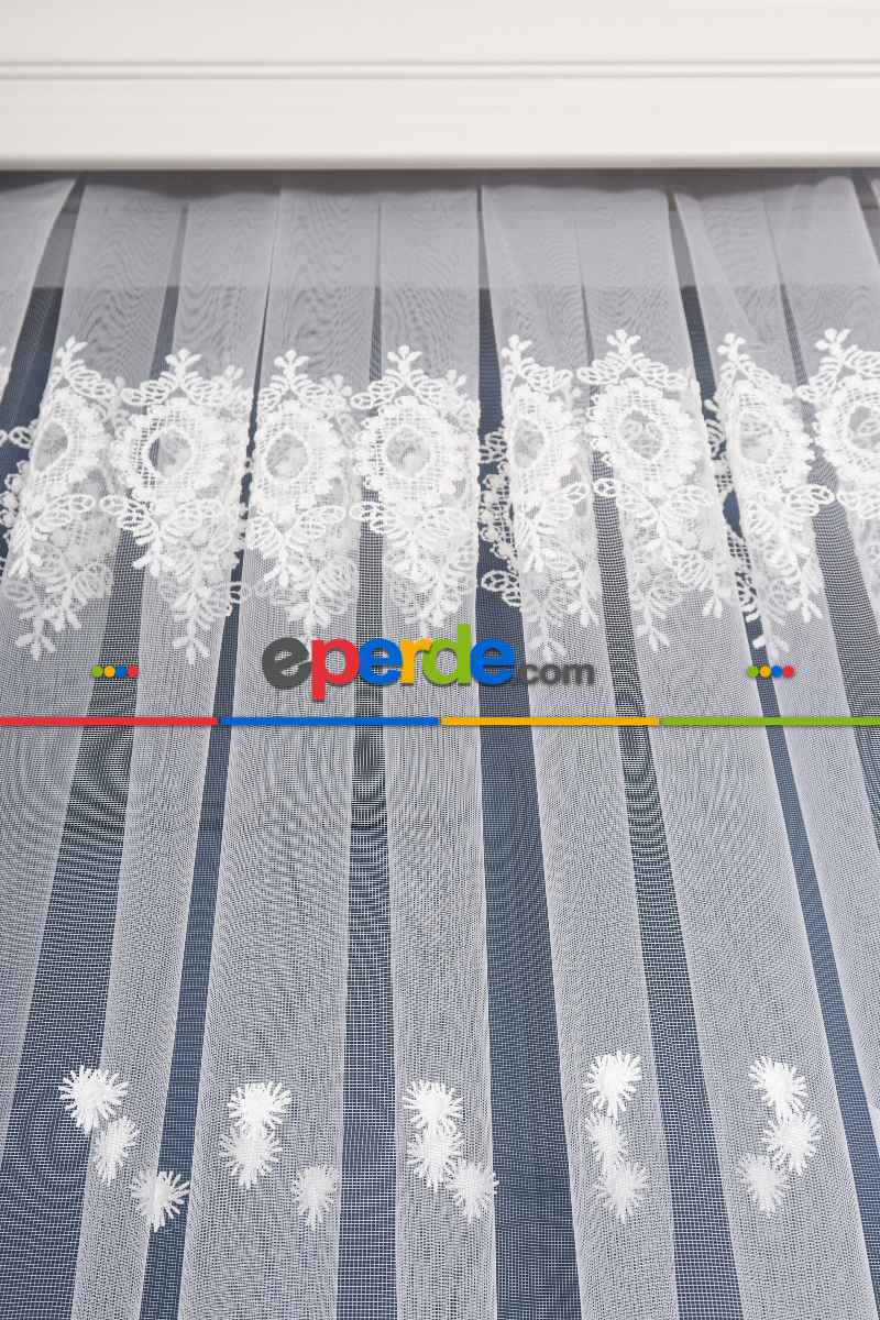 Salon Tül Modelleri - Elit Brode İşlemeli Tül Perde Özel Seri 105