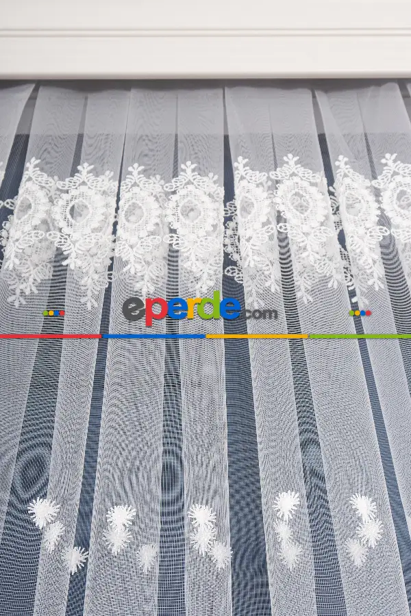 Salon Tül Modelleri - Elit Brode İşlemeli Tül Perde Özel Seri 105