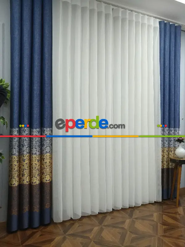 Lens Akıllı Dikey Tül Perde Antik-52- Çok Renkli 2