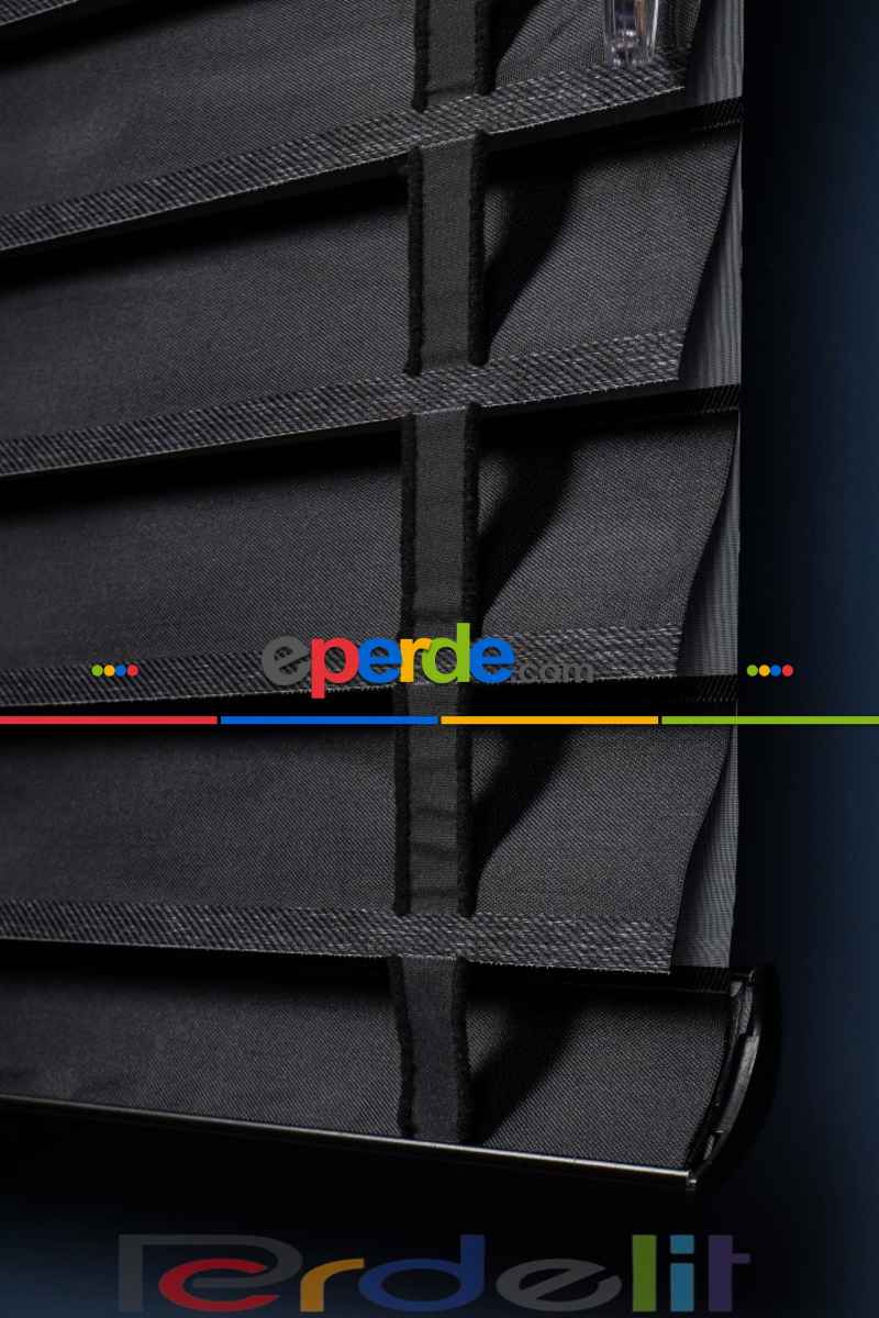 Siyah 50mm Silüet Kumaş Jaluzi Perde