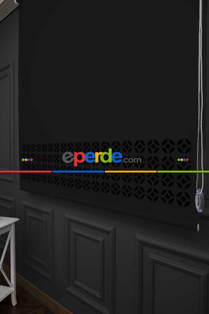 Siyah Renk Lazer Kesim Mat Stor Perde (ister Düz - İster Lazer Kesimli Satın Alın)