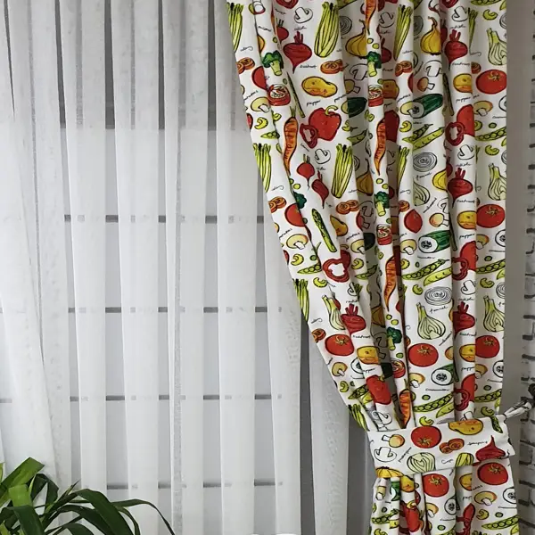 Sebze Desenli Fon Perde K735 Kumaşı Kalındır Duck Bezi Değildir- Yeşil-Kırmızı-Sarı-Beyaz-Turuncu