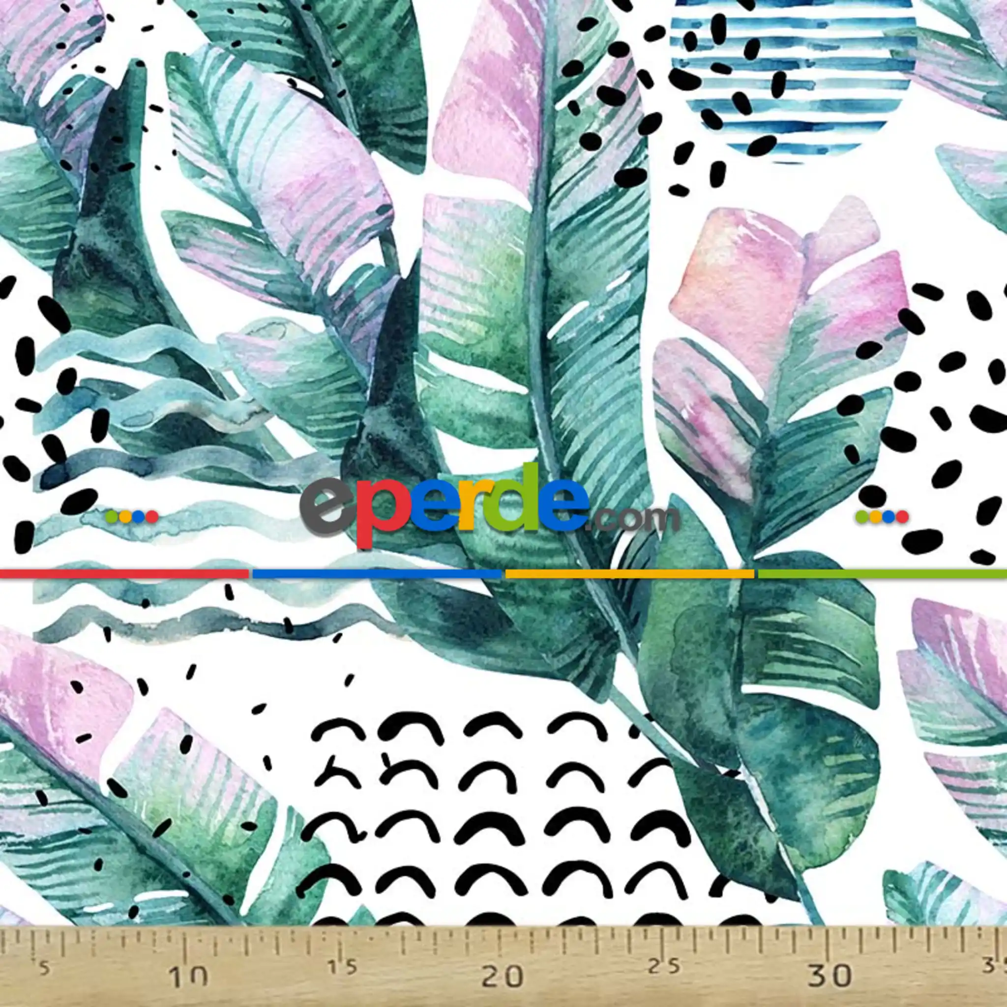 Yaprak Desenli Fon Perde Evm633 Kumaşı Kalındır Duck Bezi Değildir- Siyah-Beyaz-Pembe Açık-Su Yeşili