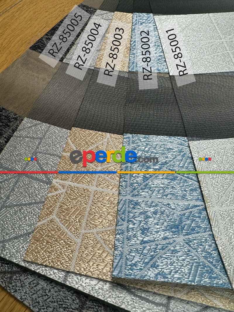 Mutfak Parlak Antrasit Gri Geometrik Jakar Dokuma Zebra Perde, Standart Metal Kasalı Yüksek Kalite Kornişe Kolay Montaj Seçenekli