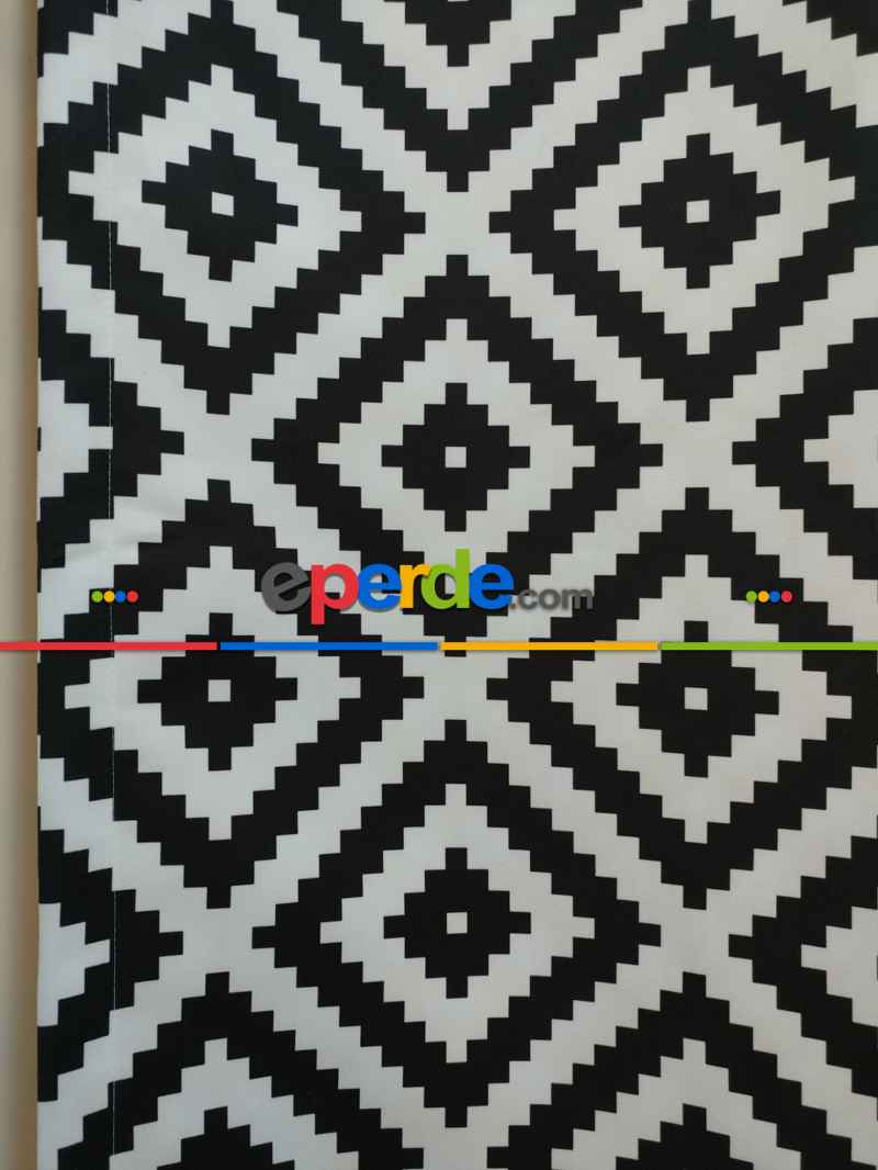 Siyah Mutfak Perdesi Kanat Fon Perde Modern Desenli- Siyah