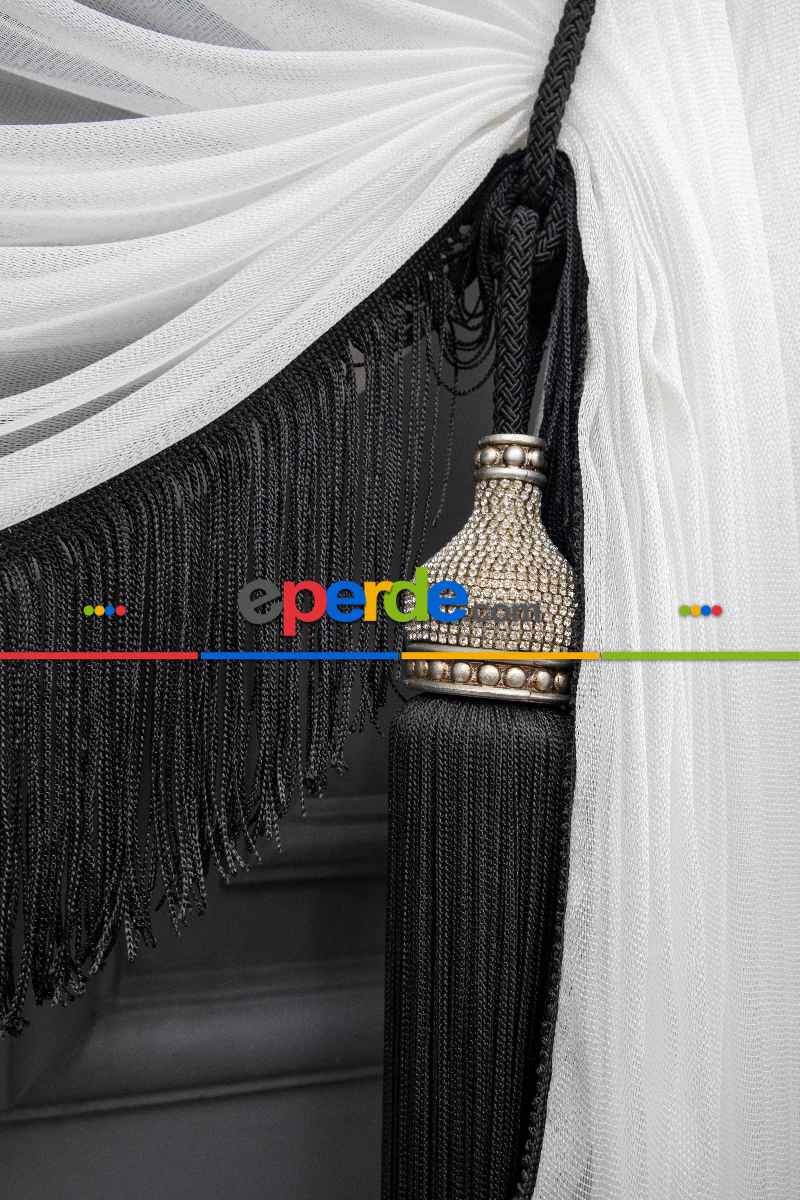 Salon - Monalisa Yalancı Kruvaze - Tülden Fon - Halat İle Yana Toplamalı Tül - Kordon Toplama Tül - Çift Veya Tek Kanat Toplama - Aksesuar İlave Ücretlidir - Kurşunlu Tül