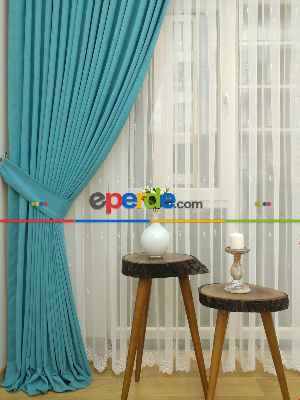 A Petrol - Düz Fon Perde ( Dökümlü Fon Perde)- Petrol Mavisi