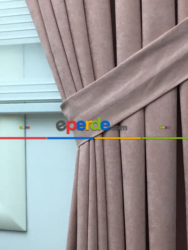 Pudra Pembe Düz Fon Perde (280 Eninde)- Pembe Pudra Pembe