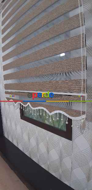 Salon Zebra - Koyu Çizgili Kahve Bambu Zebra Perde- Kahve Koyu